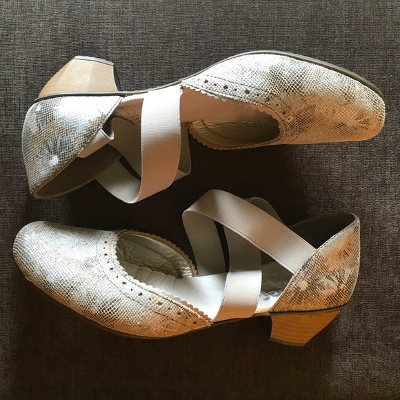 Rieker Antistress Silvery Cross Strap Ballet Heels - Picture 3 of 14